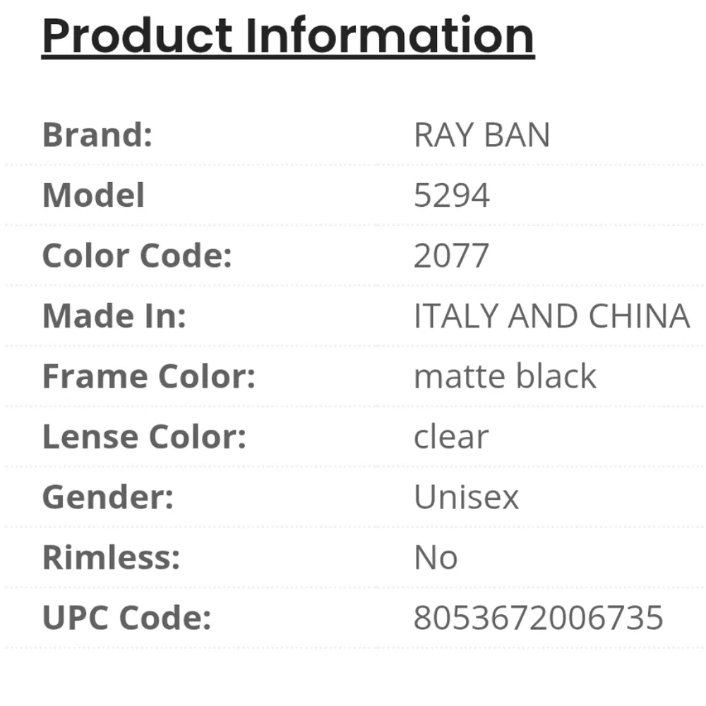 Unisex Ray-Ban Dark Frame Eyeglasses - Picture 7 of 7